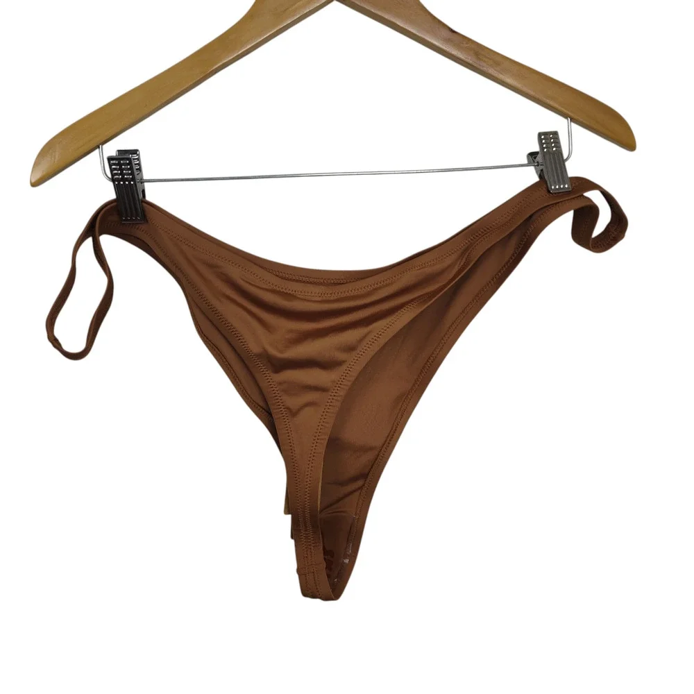 Skims Swim Thong Bikini Bottom Womens 4XL Almond Brown High Cut Stretch New Swim